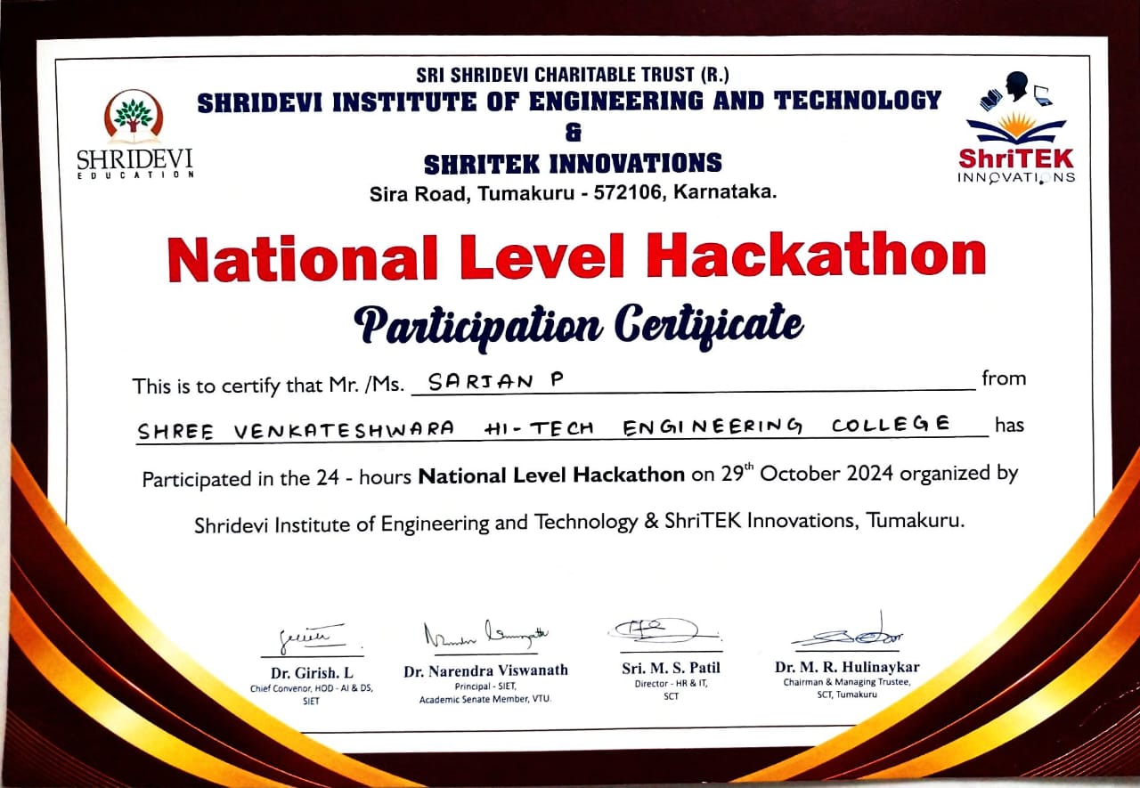 Hackathon Certificate